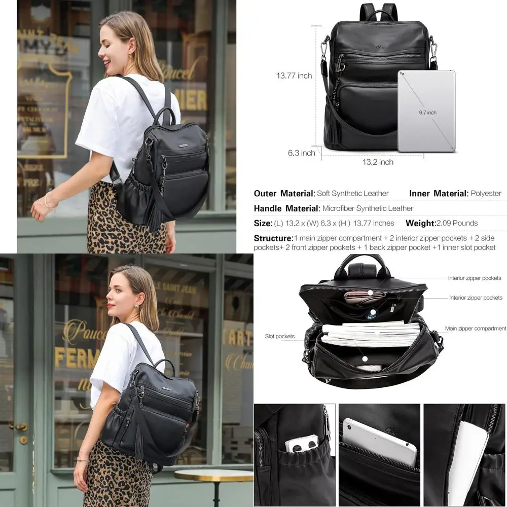 

Большой кожаный рюкзак-трансформер для женщин — дизайнерская сумка для работы и путешествий черного цвета