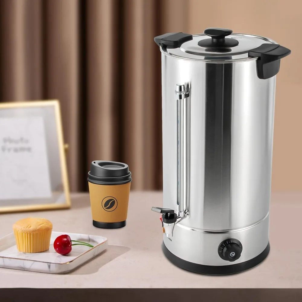 Commercial Grade Stainless Steel 25L/6.6gal Coffee Urn with Percolator Coffee Maker Hot Water Urn for Home Party Office Wedding