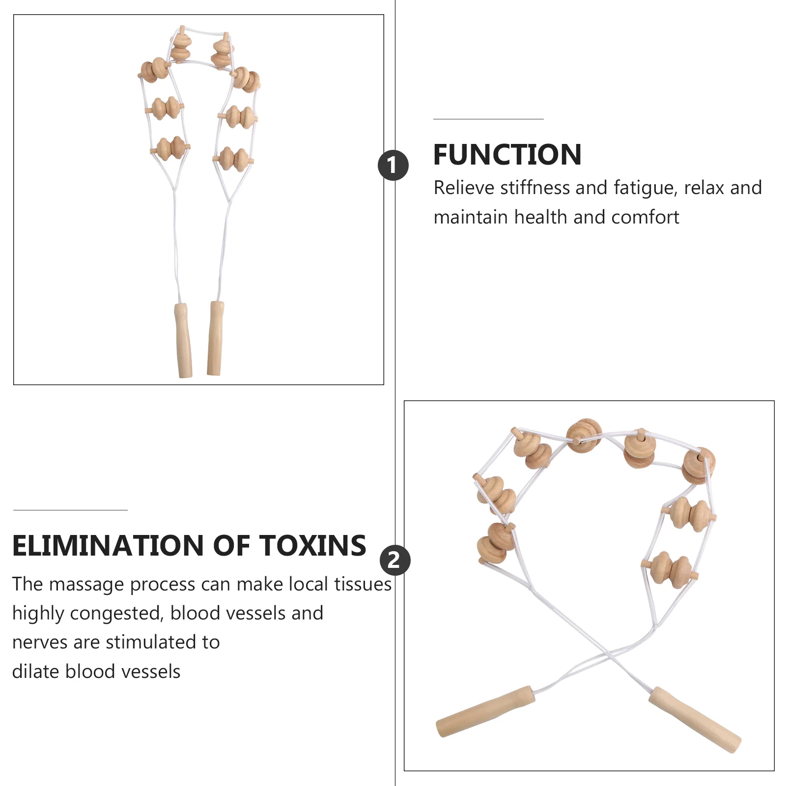 Estrattore per la schiena in legno, rullo, corda, massaggiatore per piedi, cinghia fisica, piedi muscolari, strumento per alleviare il dolore, terapia del corpo
