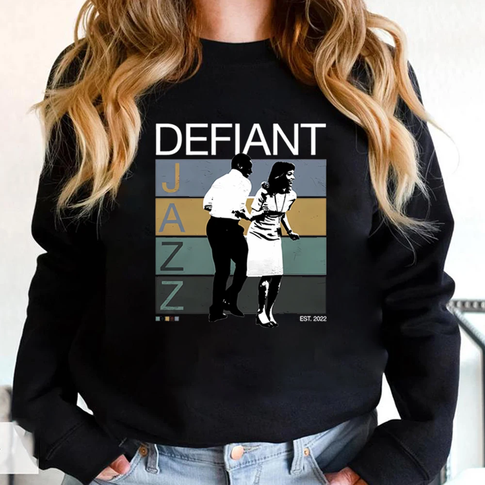 الرجعية Defiant الجاز البلوز قطع مقنعين خمر 90's البلوز برنامج تلفزيوني سترة للجنسين طويلة الأكمام بلوزات