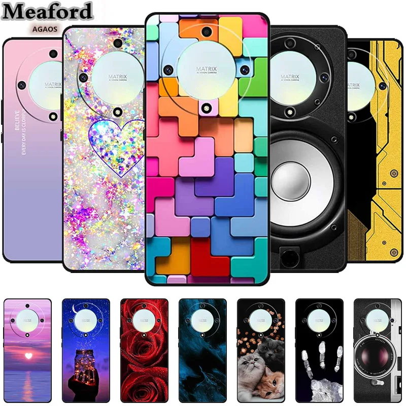 Para Honor Magic5 Lite 5G Funda de lujo de silicona suave fundas de teléfono para HUAWEI Honor Magic 5 Lite 5G Funda a prueba de golpes TPU Love Cover