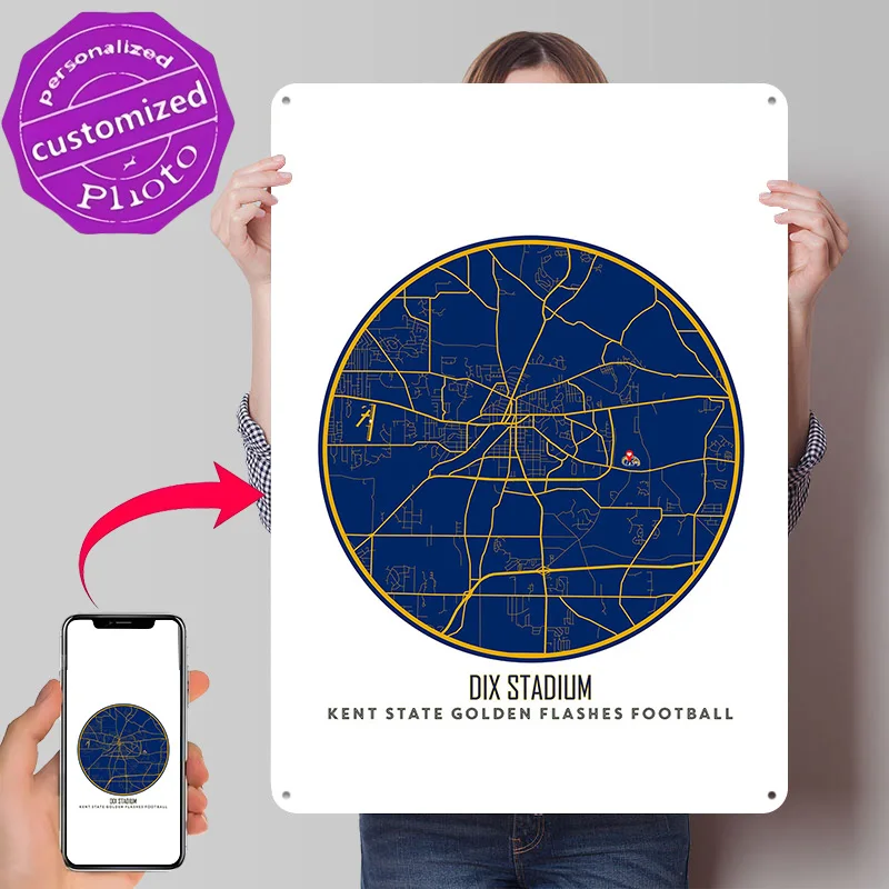 Kent State Golden Flashes Poster Retro 3D Printed Metal Signs Customized Wall Hanging Gift for Decoration Room Decor Luxury Home