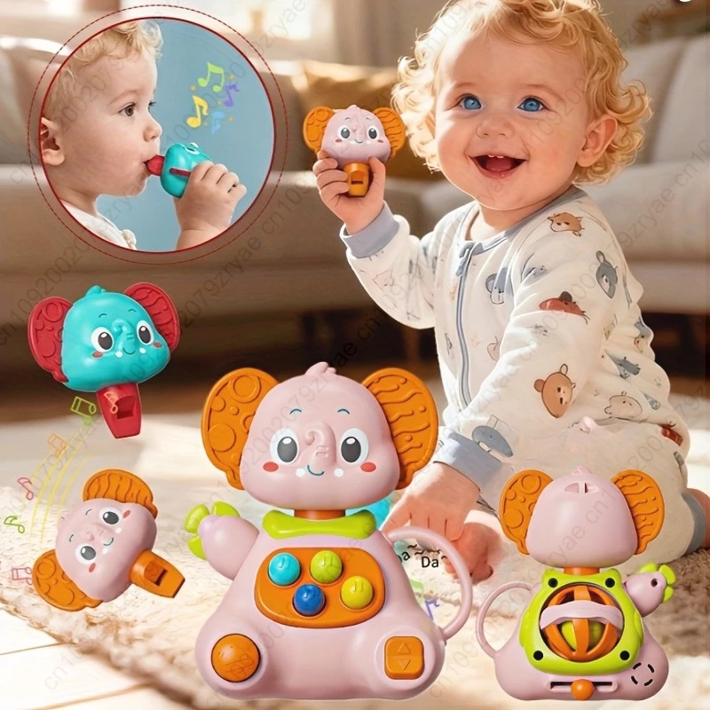 ของเล่นเขย่ามือรูปช้างสำหรับเด็กทารก - ของเล่นเสริมพัฒนาการทางประสาทสัมผัสสำหรับเด็กทารกและเด็กเล็ก, สีผสม - เสริมสร้างการประสานงานระหว่างมือและตา