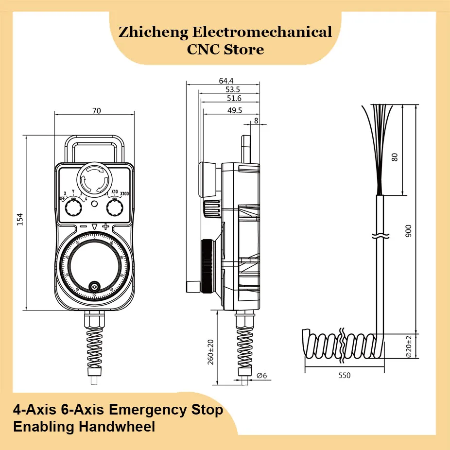 Standard 5v mpg 4-axis 6-axis cnc electronic handwheel mach3 motion control system, emergency stop electronic handwheel