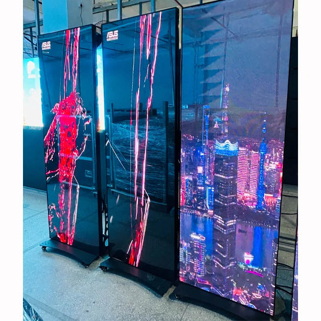 P1.86 Pubblicità in movimento Negozio Supporto a terra Schermo di visualizzazione verticale per poster a LED per interni