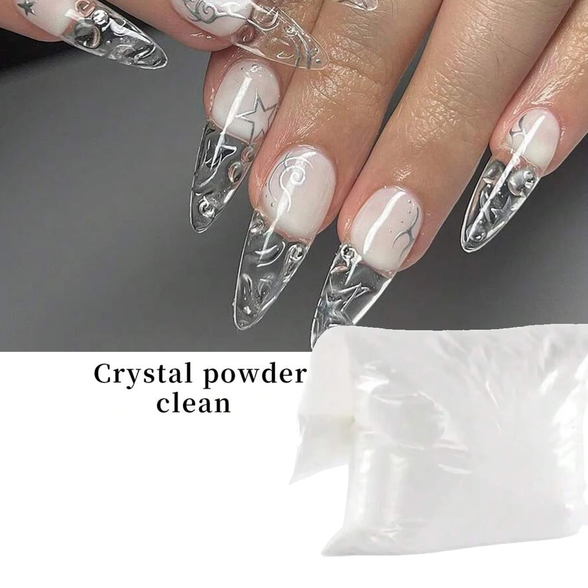 1 pz 100g polvere per unghie acrilica polvere di cristallo trasparente bianco rosa intagliato per la costruzione e l'intaglio creazione di nail art fai da te