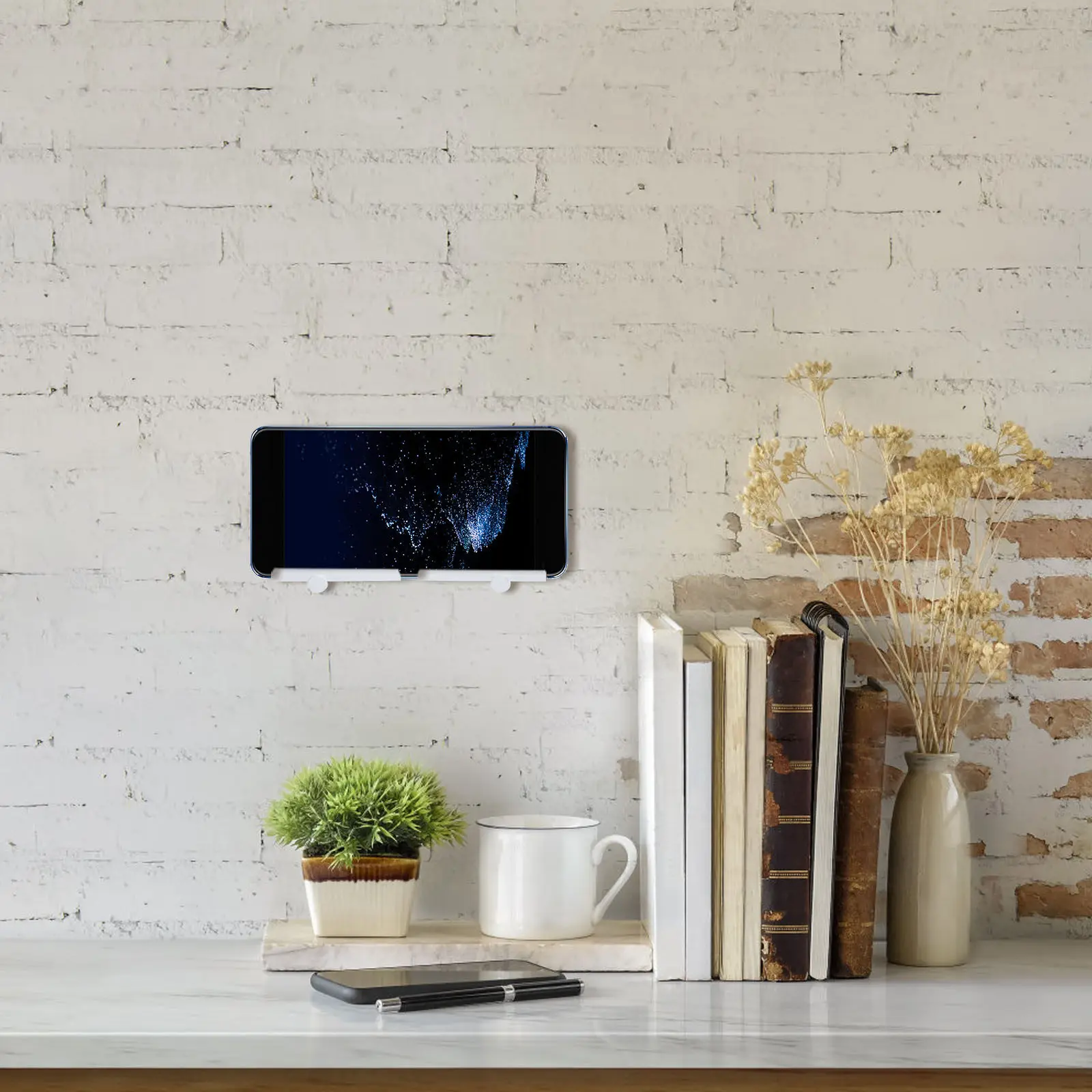 Elegant Wall Mounted Speaker Storage Shelf for Phones Wireless Speakers Alarm Clocks Desktop Clutter Free Wall Rack Home Office view 2