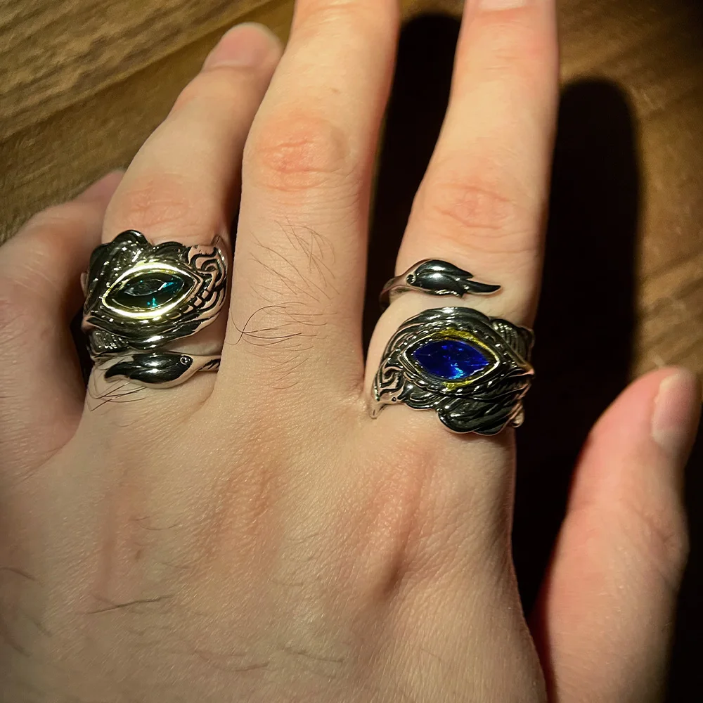 Retro Golden Wing Garuda Chinese Mythology Dapeng Ring For Men Punk Gothic Adjustable Open Ring Feather Accessories Jewelry Gift