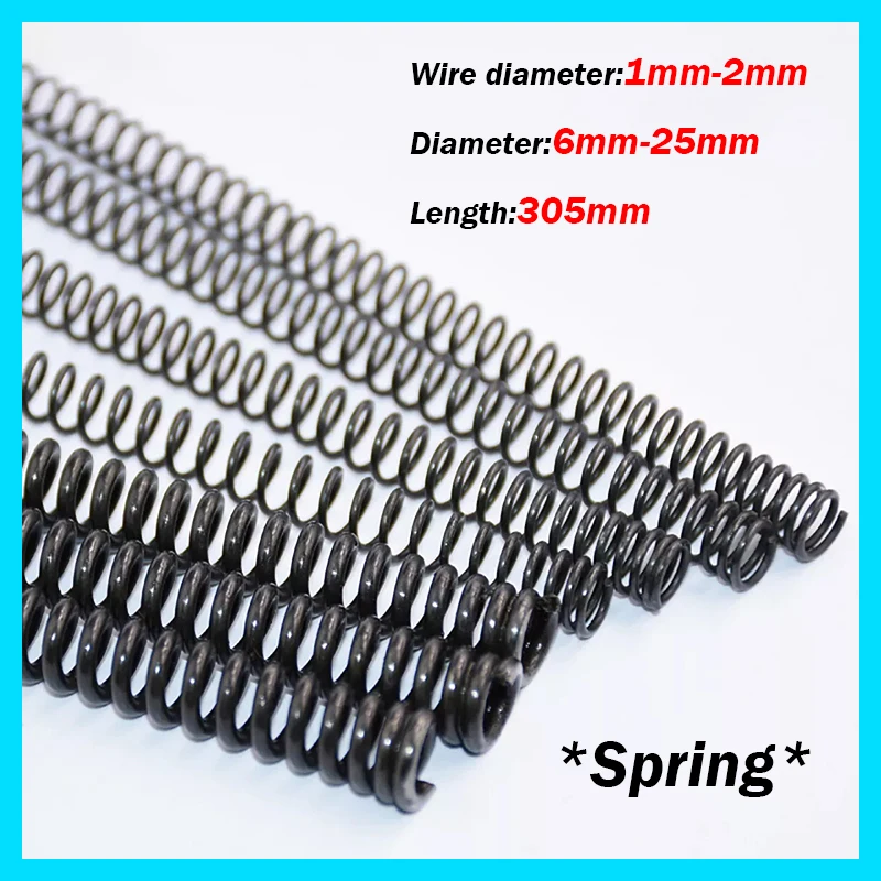 305 mm Drut sprężynowy ściskania Średnica 1/1,2/1,4/1,5/1,6/1,8/2 mm 65 Mn Sprężyny dociskowe ze stali manganowej OD 6 mm-25 mm