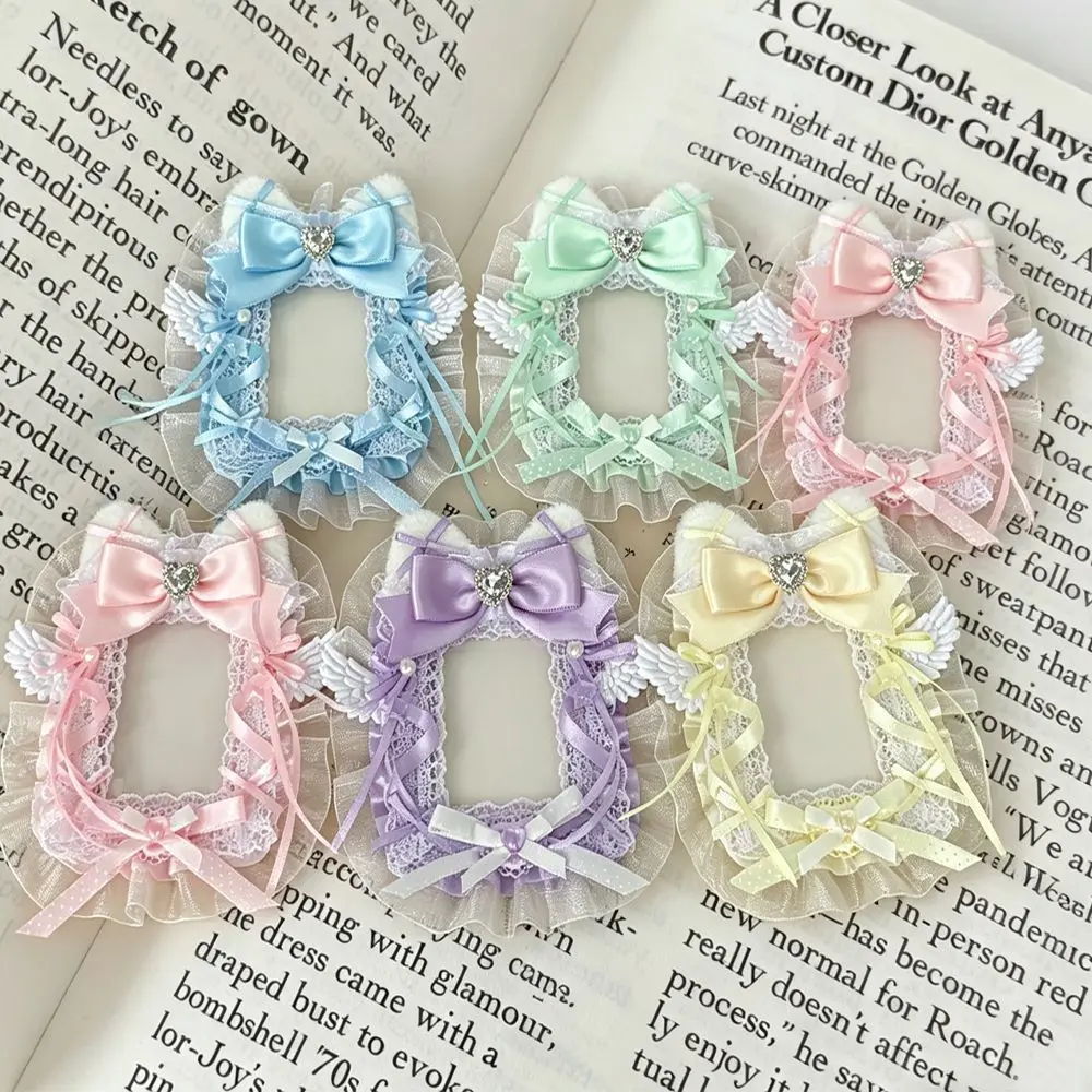Cute Ribbon DIY Card Holder Lolita Lace Photocard Case Idol Display Anime Photo Protector Ita Bag Decoration Insert Accessories