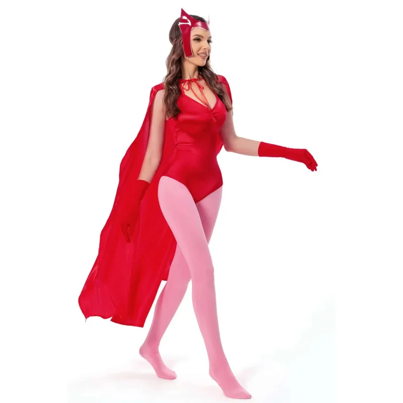 Wanda Vision Scarlet Witch Wanda Maximoff Cosplay Costume Cloak Dress Women Jumpsuit Outfits Adult Halloween Carnival Suit