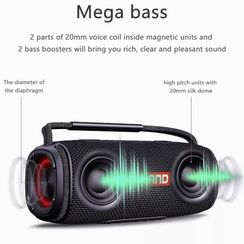 X6 HD Sound Bluetooth Speakers Portable Wireless with IPX6 Waterproof Up to 20H Playtime TWS Pairing BT5.0 for Home/Party Use