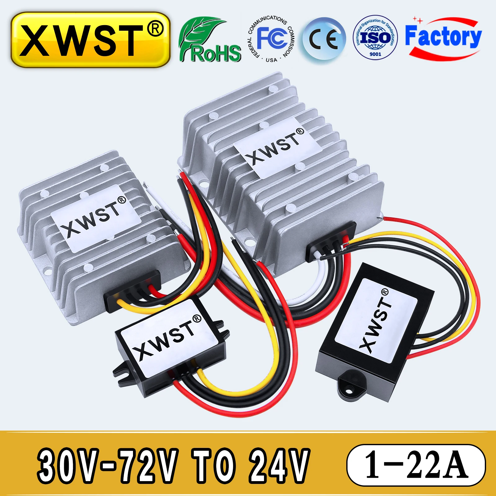 DC DC Converter 30V-72V 48V 60V to 24V Buck Power Supply Inverter 1-28A Voltage Regulator Transformer Module Waterproof for Car