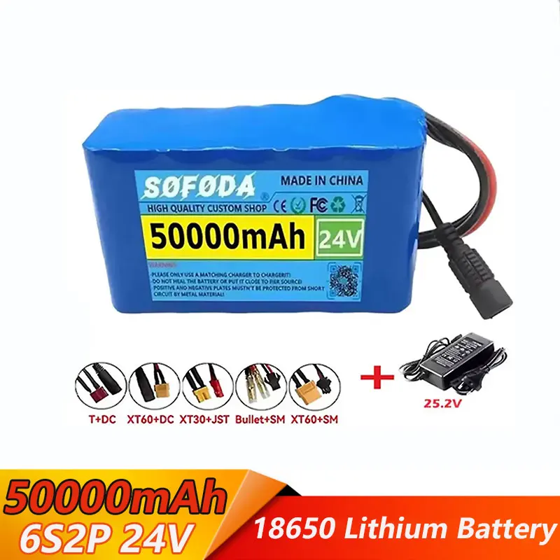 

Лидер продаж: литиевая аккумуляторная батарея 24В 6S2P, 50000мАч, 18650, перезаряжаемая, с зарядным устройством 25.2В