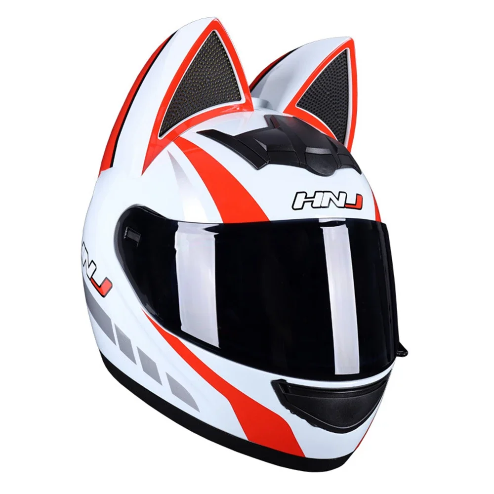 

Summer Racing Safety Helmet for Men Women for Cat Ear Design Electric Motorcycle Full Helmet Couple's Coupled Motorcycle Safety