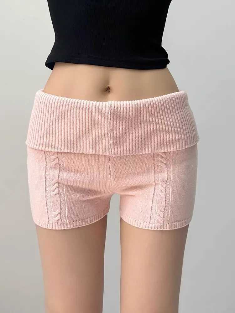 Mode Niedrige Taille Gestrickte Shorts Frauen Eingewickelt Shorts Hause Tragen Nachtwäsche Dünne Elastische Hot Pants