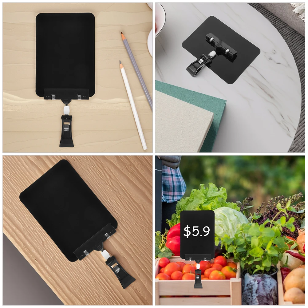 5pcs Reusable Chalkboard Sign Holder Clips Swivel Plastic Label Holders For Retail Display Farmers Signs