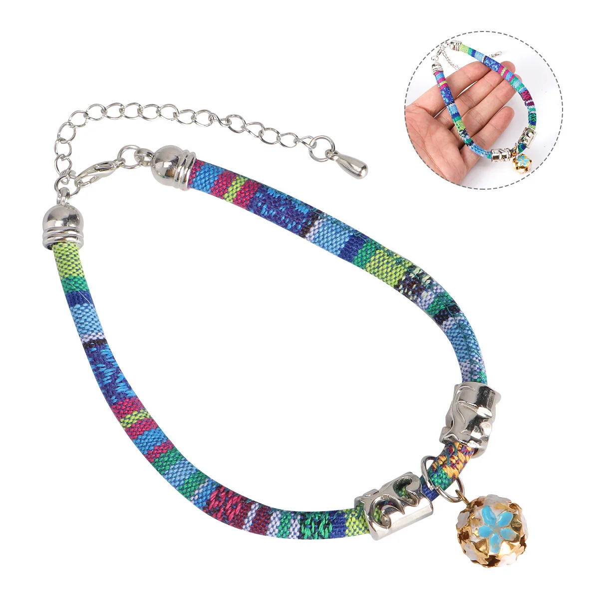 

1Pcs Ethnic Collar for Cat Bohemian Style Adjustable Safety Pet Collar with Bell Unique Kitty Necklace Comfortable Lightweight
