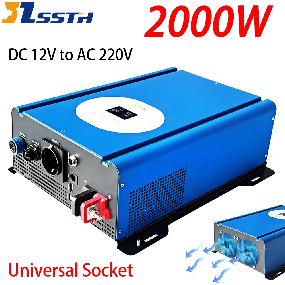 

2000W Ups Power Invertor DC 12V to AC 220V Pure Sine Wave LED Display Inverter Grid Bidirectional Inverter with Remote Control