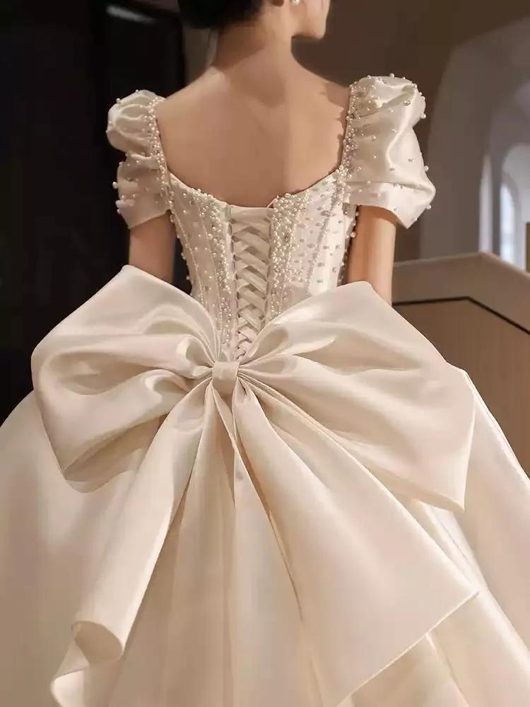 새틴 신상 메인 원단 플러스 사이즈 트레인 드레스