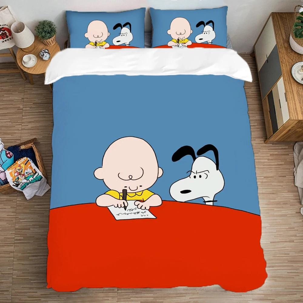 Peanut Snoopys Duvet Cover Pillowcase Bedding Set For Adult Boy Girl Cute Bedroom Decoration Children Gift Large US EU AU Size