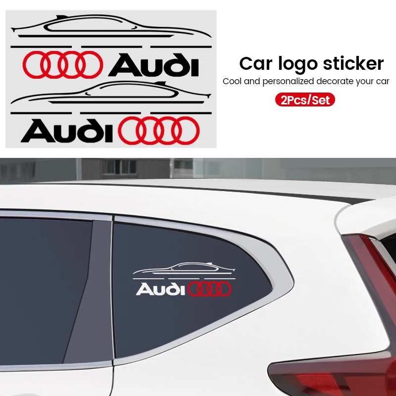 2PC Car Rear View Mirror Decorative Sticker Reflective Vinyl Sticker For Audi Quattro Q2 Q3 Q5 Q7 Q5L Q4 Q8 Q1 A3 A5 A7 A4 A6L