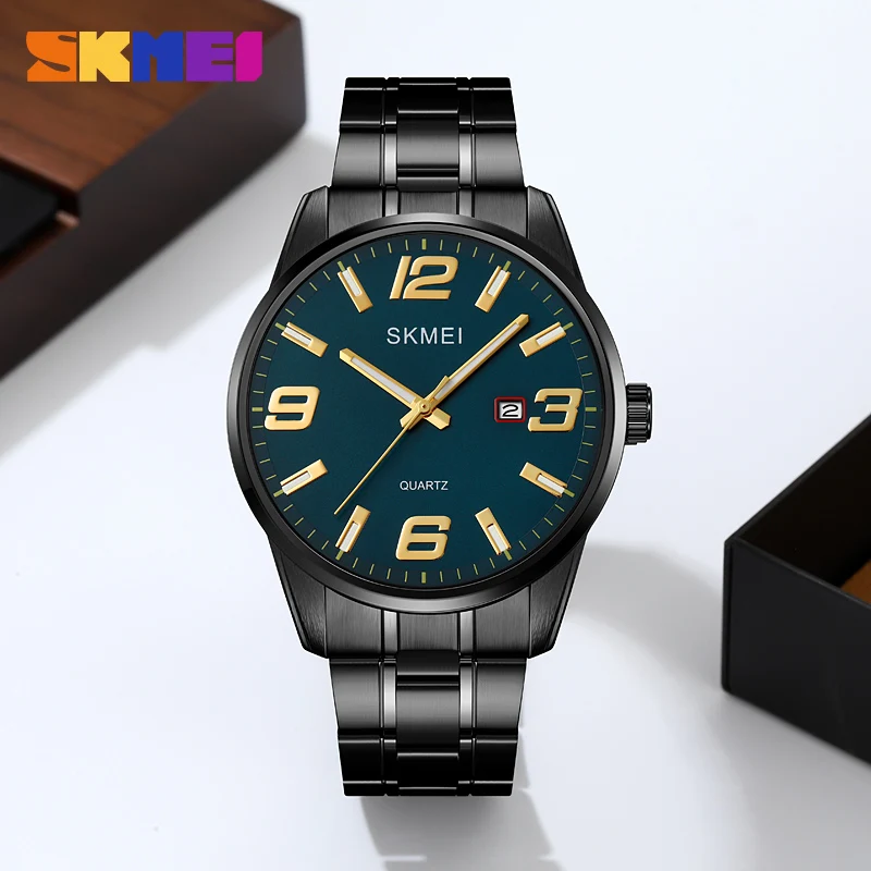 Imagem -02 - Skmei Genuine Quartz Ver All Steel Waterproof Stainless Steel Banda Data Top Luxo Brand Novidades Criativo Grande Dial Quartz Clock Relógios Masculinos Relógios de Quartzo Relógios Inovadores 2087