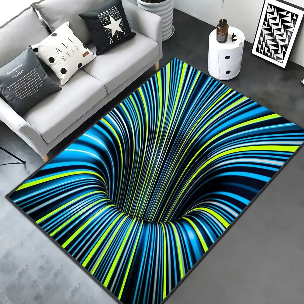 

New 3D Stereoscopic Vision Square Living Room Carpet Illusion Trap Pattern Home Bedroom Tea Table Floor Mat Customizable