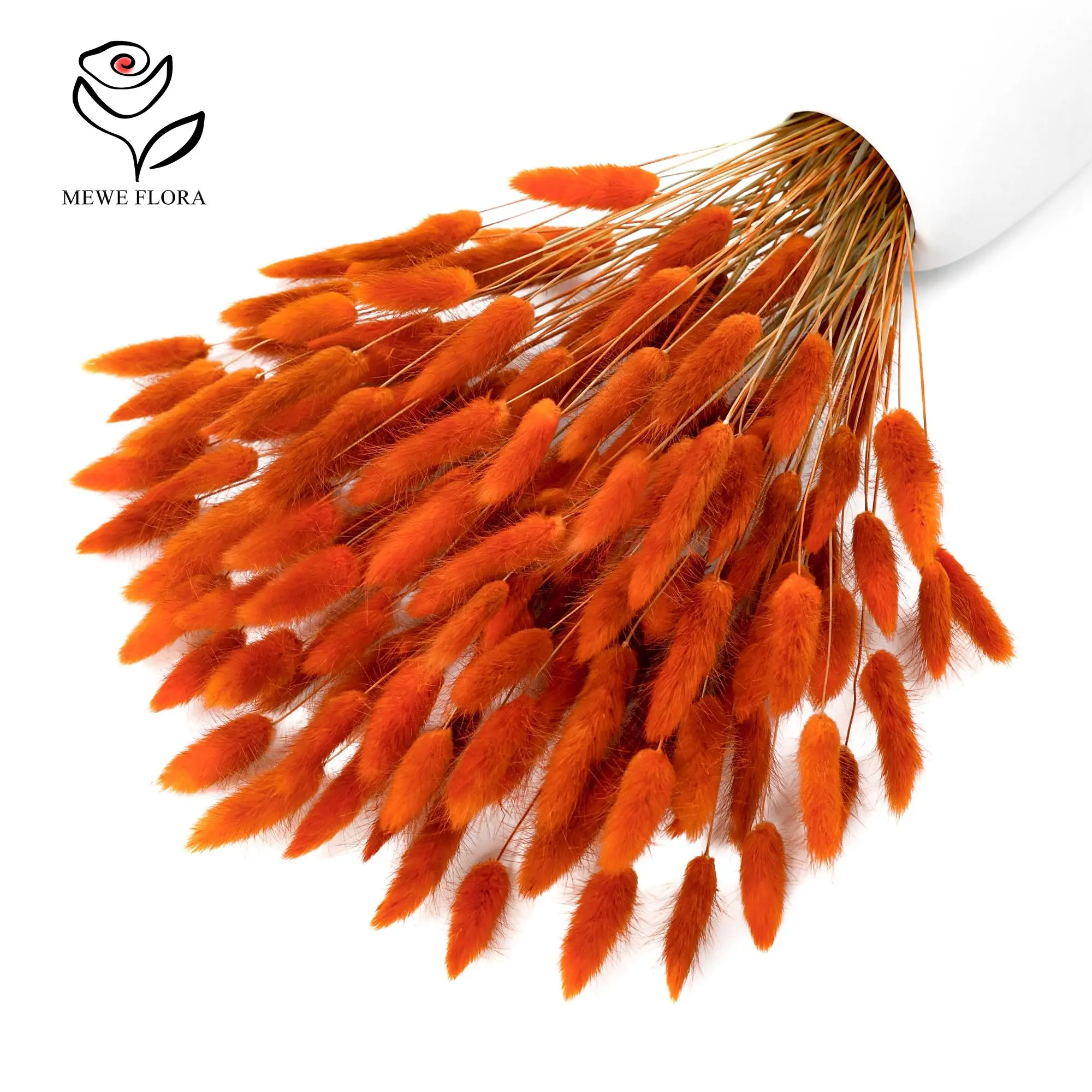 

110pcs Dried Rabbit Tail Retro Orange Bunny Tails Natural Flowers for DIY Bohemian Wedding Rustic Party Garlands Cake Decoration