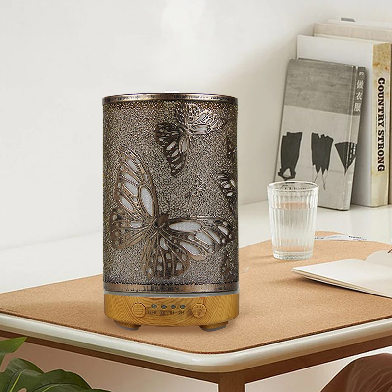Home Essential Oil Diffuser 100ml Timing Function Scent Diffuser Hollow Butterfly Ultrasonic Air Humidifier with LED Lights