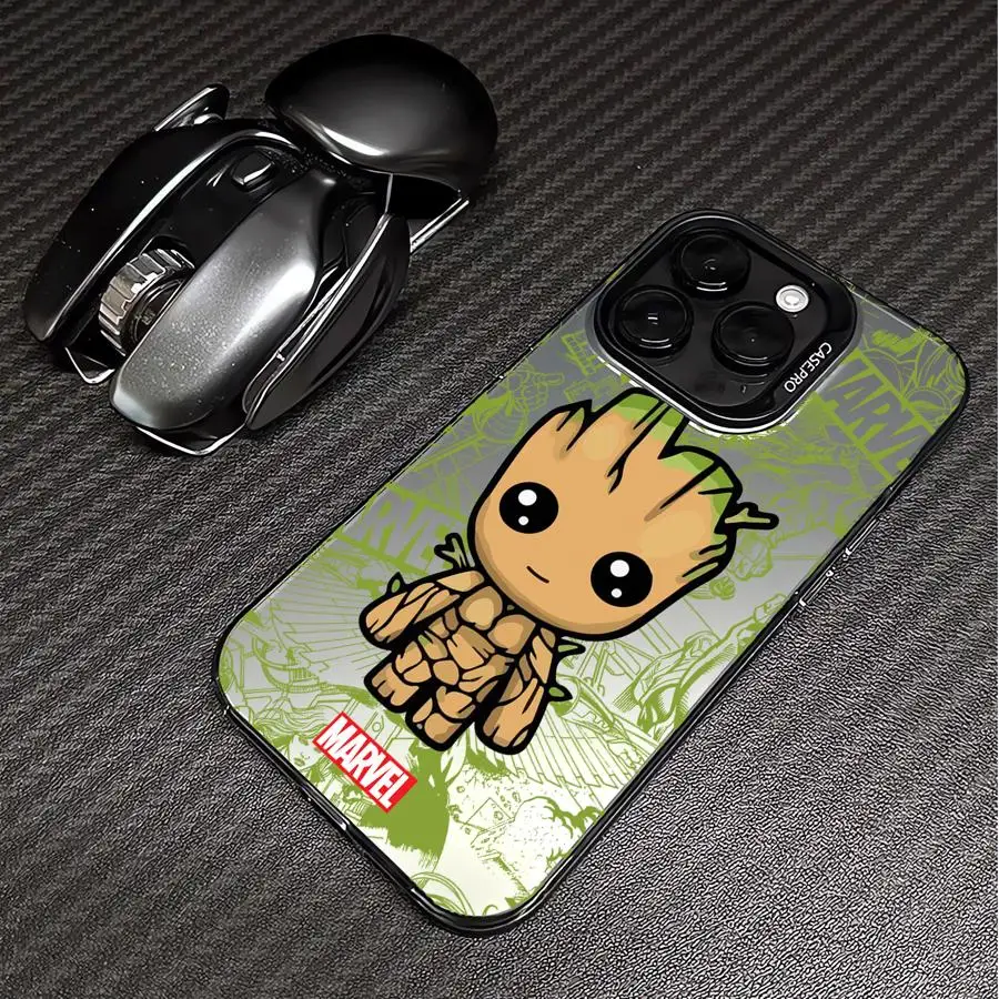 Marvel Cute Spider Man Groot Phone Case for iPhone 16 Pro 15 Pro Max 14 13 12 11 XS 14 Pro Max 16 Plus 14Pro 12Pro Soft Shell image 4