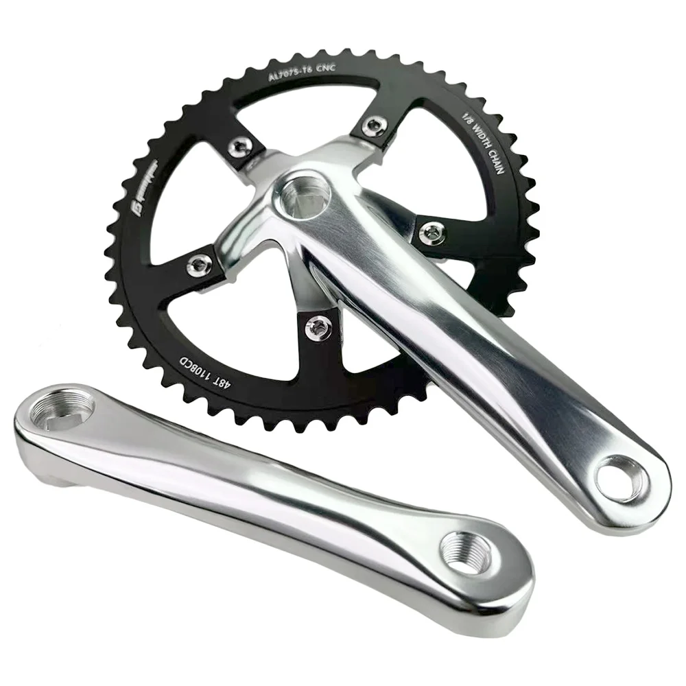 110bcd-track-bike-crankset-48t-single-speed-48-star-chainring-square-taper-retro-road-bicycle-fixie-crank-arm-152-165-170-silver