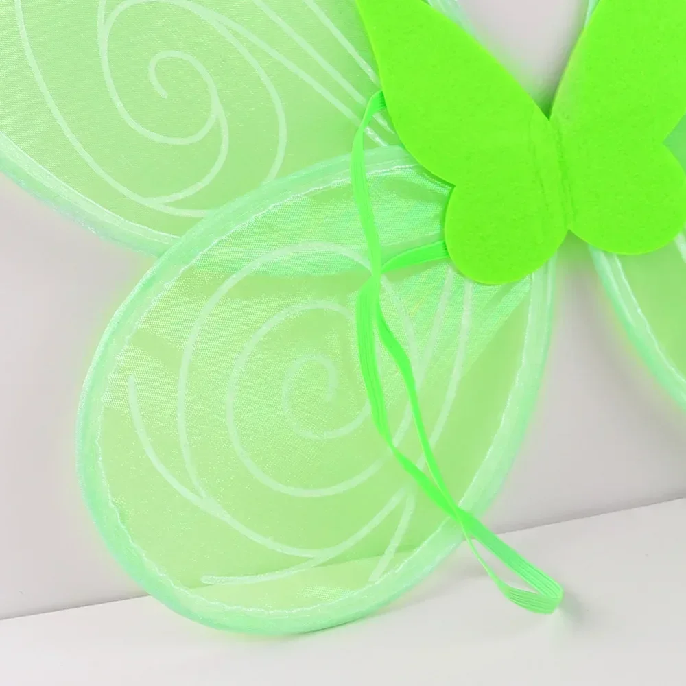 Accesorios de Cosplay de Hada Verde para niñas, diadema de alas de mariposa, collar, pulsera, pendientes de fiesta, conjuntos de vestido de Cosplay