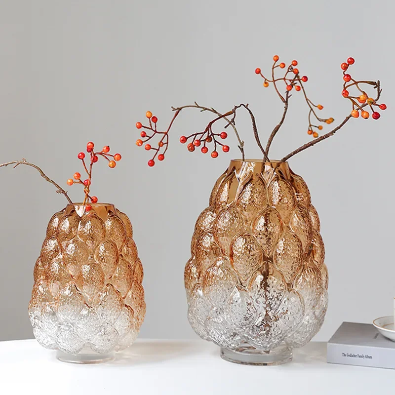 

Glass Vase Abstract Grain Gradient Flower Vase Hydroponic Accessories Glass Terrarium Home Decoration Accessories