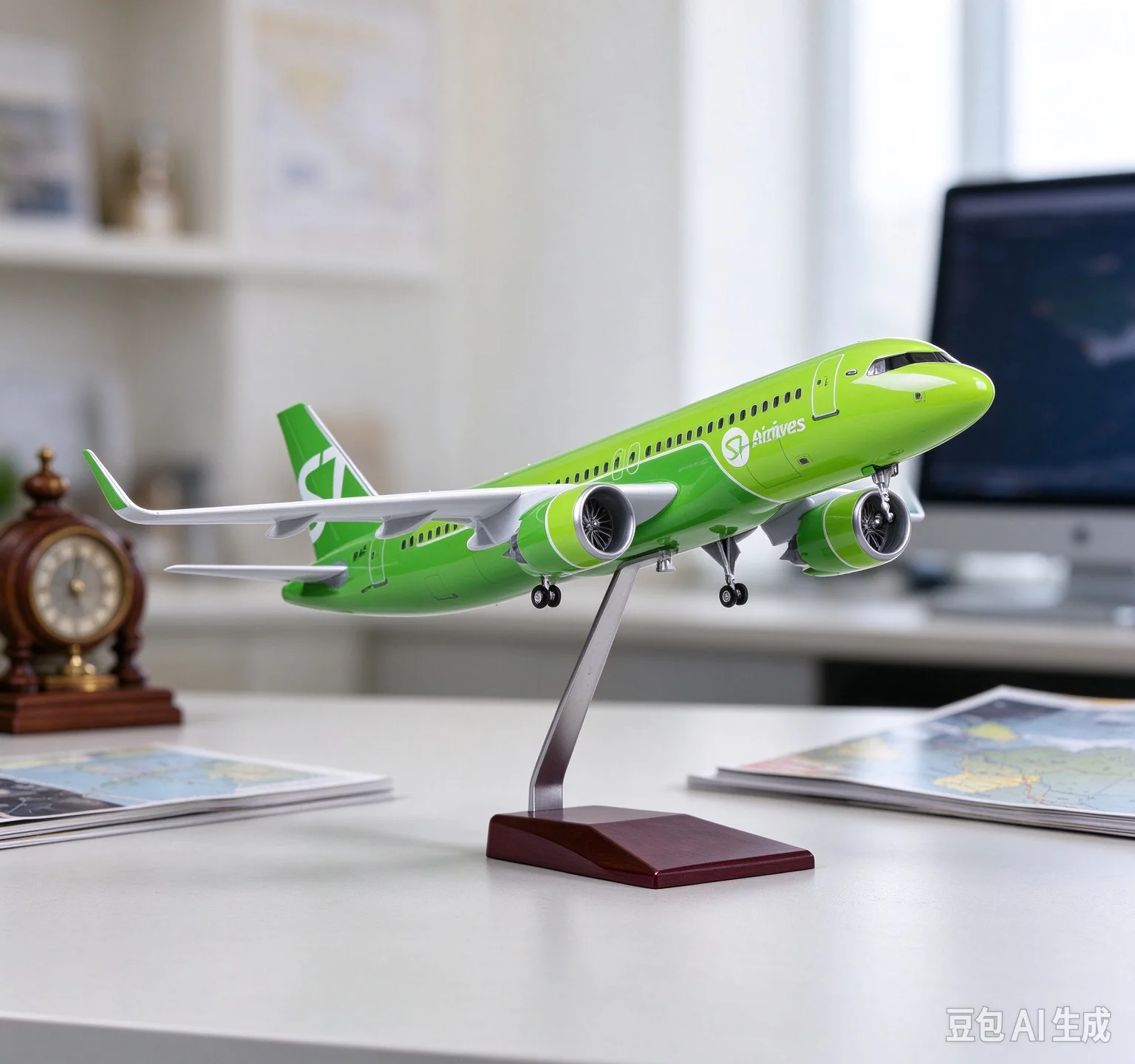 47cm 1/80 Scale Siberia S7 Airways A320Neo Resin Airplane Diecast Aircraft Model With Stable Base For Desktop Display Collection