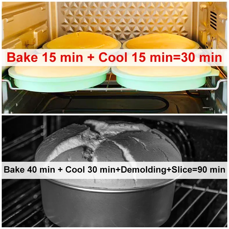 4-inch Layer Bakeware Molds Silicone Cake Pan Cake Mold Round Heart Dessert Cutting-free Cakes Mould Muffin Baking Tools