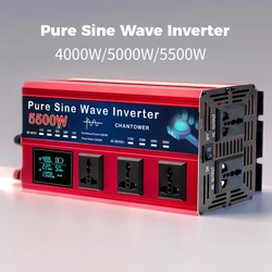 Pure Sine Wave Inverter DC 12v/24v To AC 110v/220v 5500W 5000W 4400/4000W 3000W 2000W Voltage Converter Car Solar Power Inverter