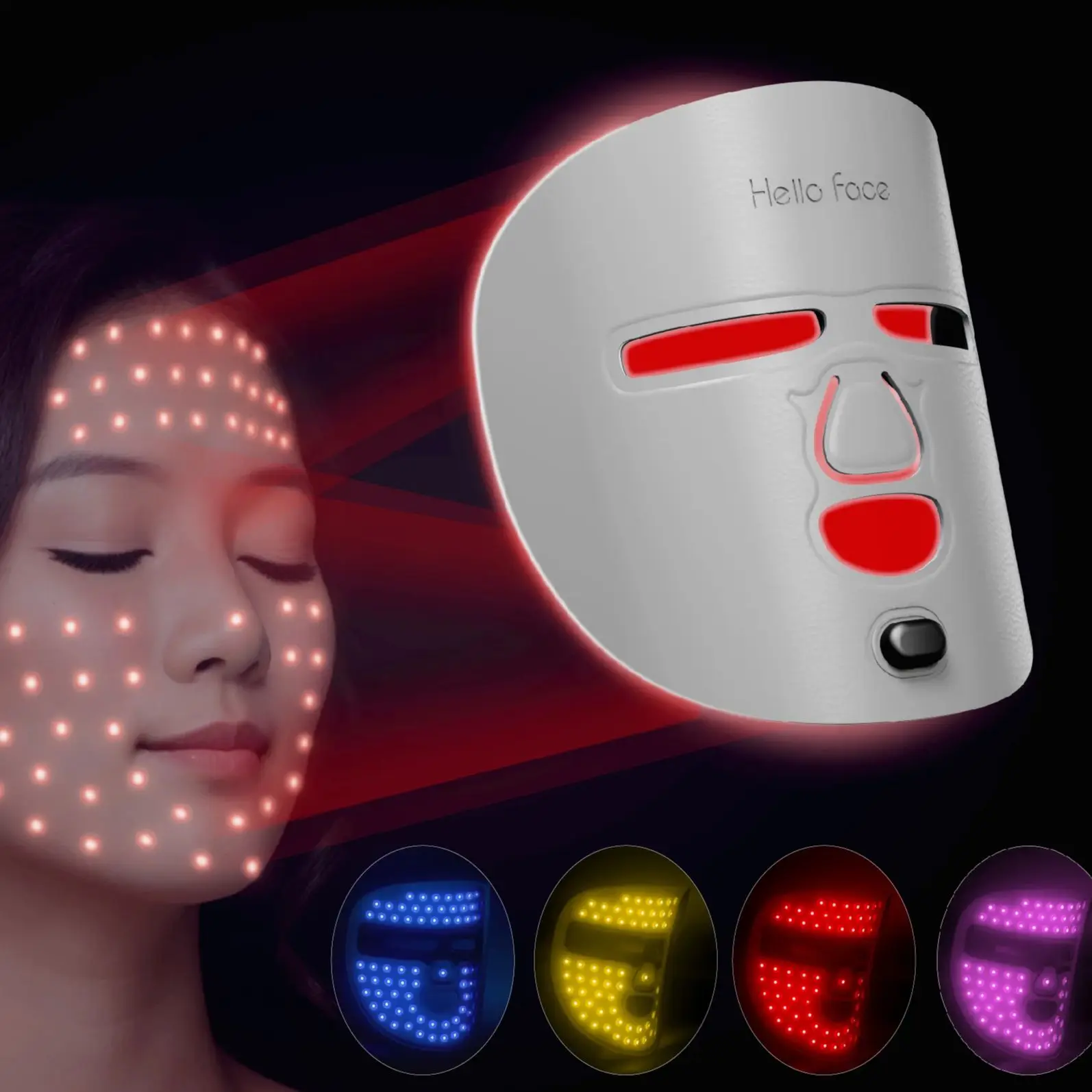 Hallo Gesicht Nahinfrarot-LED-Lichttherapie-Gesichtsmaske M500 mit 3000-mAh-Akku, superleicht,
