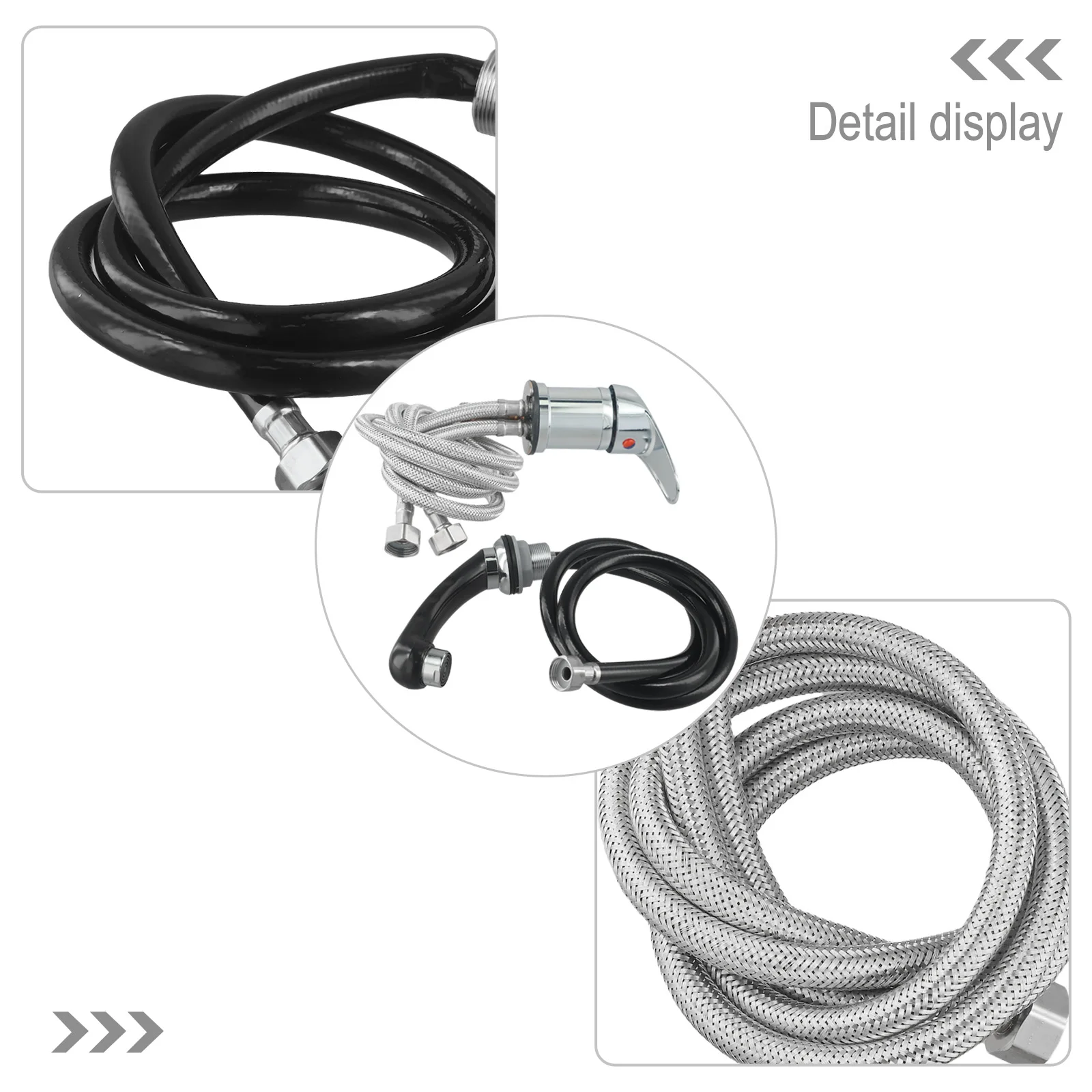 Chrome Single Handle Hairdresser Faucet Cold And Hot Water Hoses Complete Chrome Fitting Three Connections For Shampoo Chairs