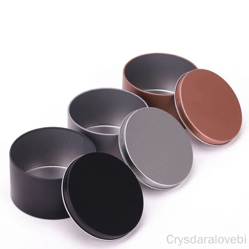 12Pcs Candle Jars With Lid Bulk Round Metal Tin Box Black Silver Green Candle Spice Tins Cans Cosmetic Samples Empty Storage Box