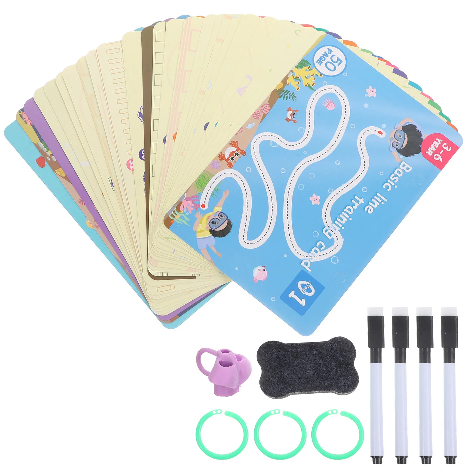 

1Set Handwriting Practice for Kids Basic Pen Line Training Cards Reusable Drawing Tablet Educational Plaything Logic Puzzle