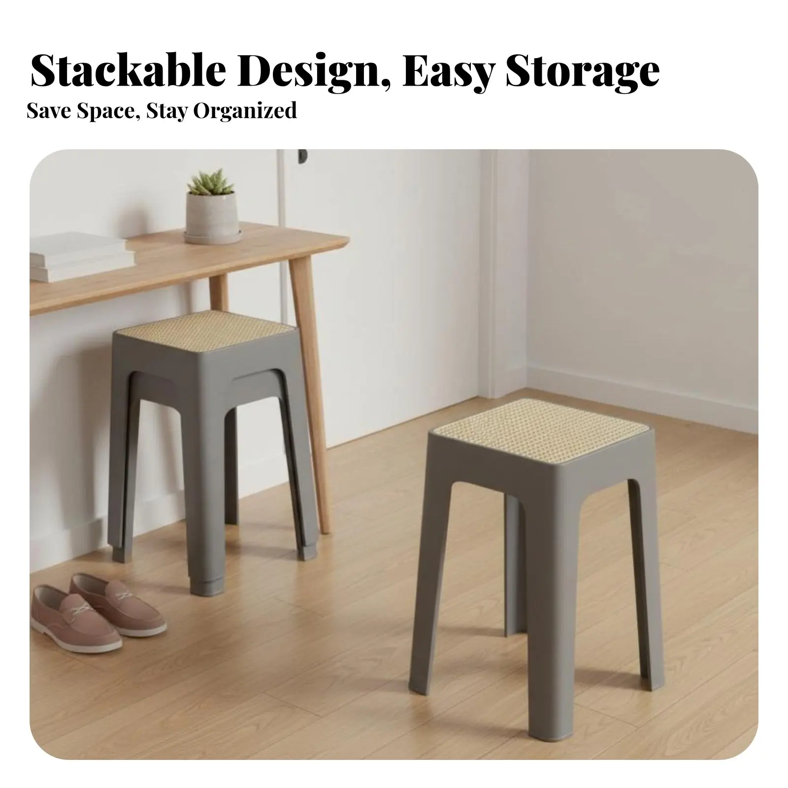 

Складной квадратный табурет с плетеным сиденьем, минималистичный дизайн, экономия пространства, для гостей, прихожей, балкона