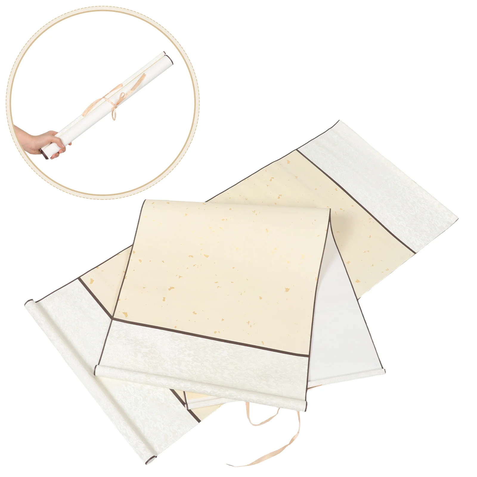 

2 Rolls Chinese Calligraphy Blank Scroll Rice Paper for Calligraphy Drawing Painting Scrolls Handmade Xuan Paper Hanging Scroll