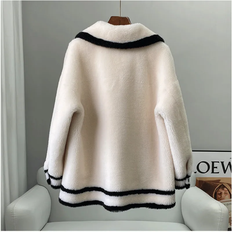 Pudi Elegant Hot Fashion Echte Wol Bont Jas Winter Zachte Casual Jas CT235