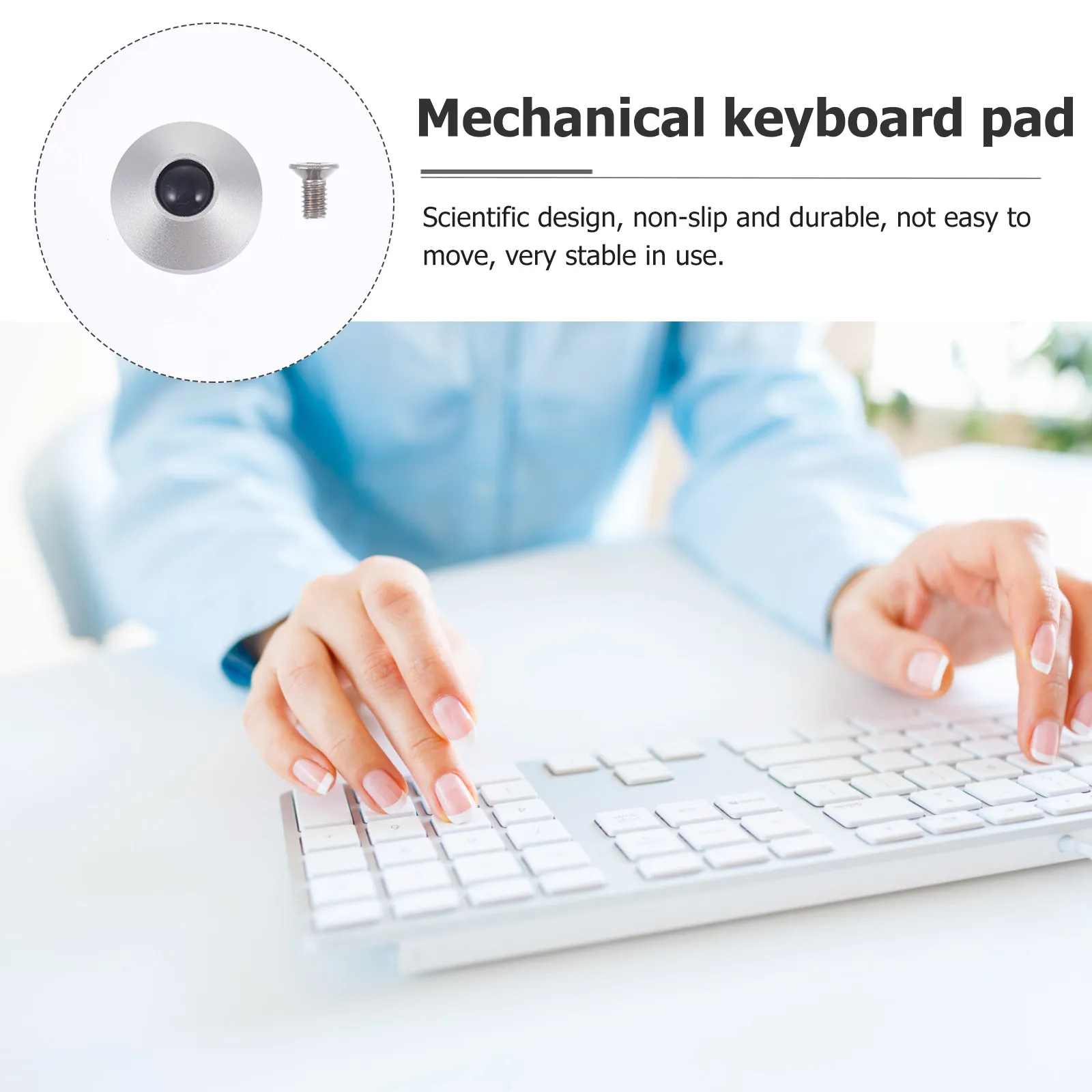 2Pcs Ergonomic Aluminum Keyboard Riser Pad Mechanical Keyboard Stand Elevated Feet Holder Reduces Wrist Fatigue Portable