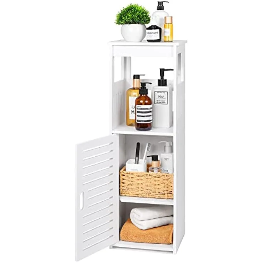 YIGANG Waterproof Bathroom CabinetsWhite Bathroom Storage Shelf Organizer Cupboard with Daily use Layer and 1 Cupboard Door UT