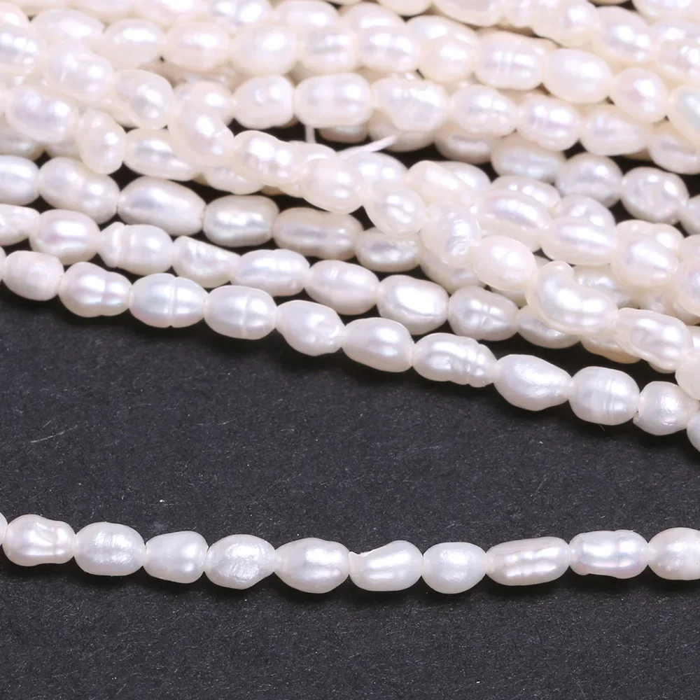 Natural Freshwater Pearl Beaded High Quality Rice Shape Punch Loose Beads for Make Jewelry DIY Bracelet Necklace Accessories