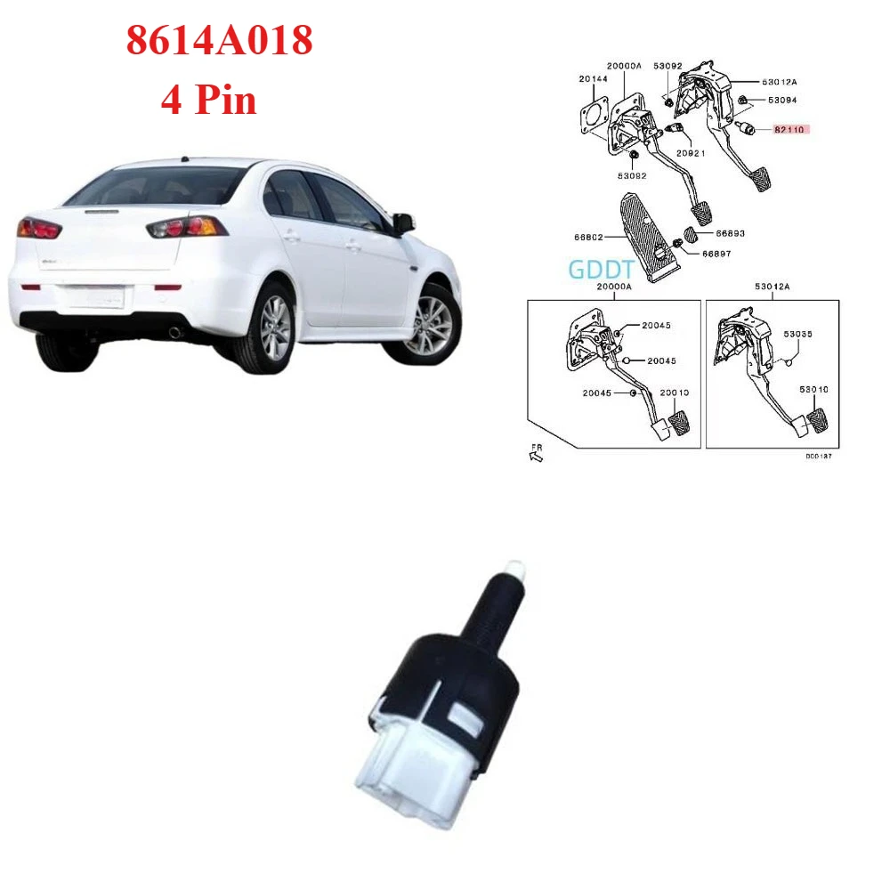 

1 Piece 4 Pin Stop Lamp Switch for Lancer CX CY CZ Brake Lamp Switch for Outlander CU Stop Light Control for Pajero V90 8614A018