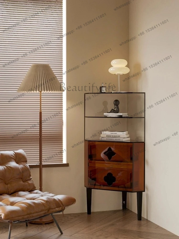 

Triangle Cabinet Simple Acrylic Corner Shelf Corner Wine Cabinet Corner Storage Cabinet Against the Wall