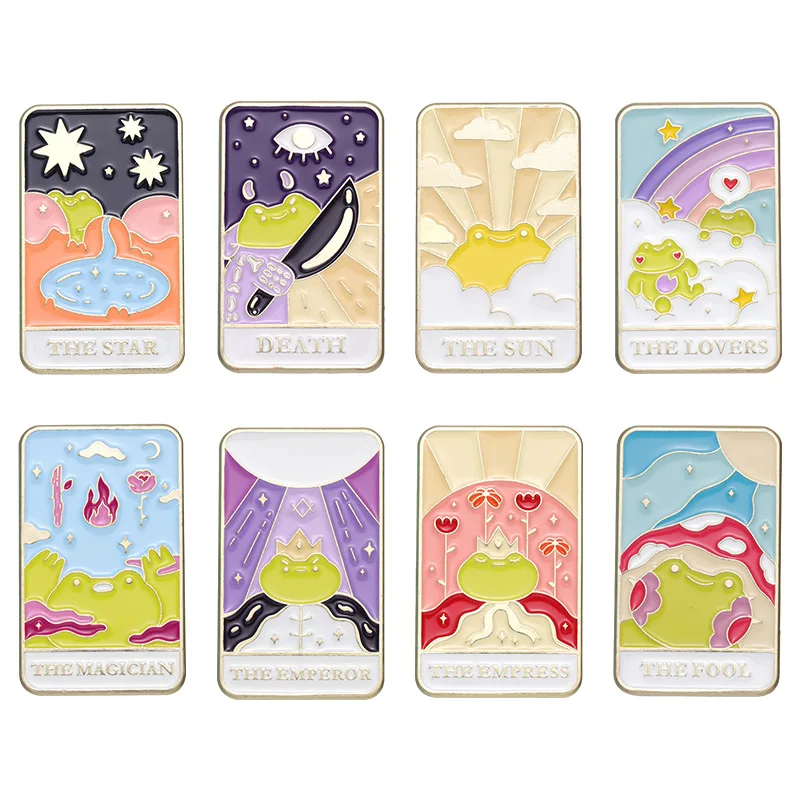 Japan Schattige Kikker Tarot Emaille Pin Anime Schattige Reversspelden Broche Tassen Jeans Badges Broches Voor Kleding Badges Schattig Sieren Sieraden